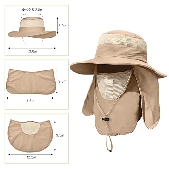 ZEXIAN 2 Pieces Men's Wide Brim Fishing Hat Outdoor UPF 50+